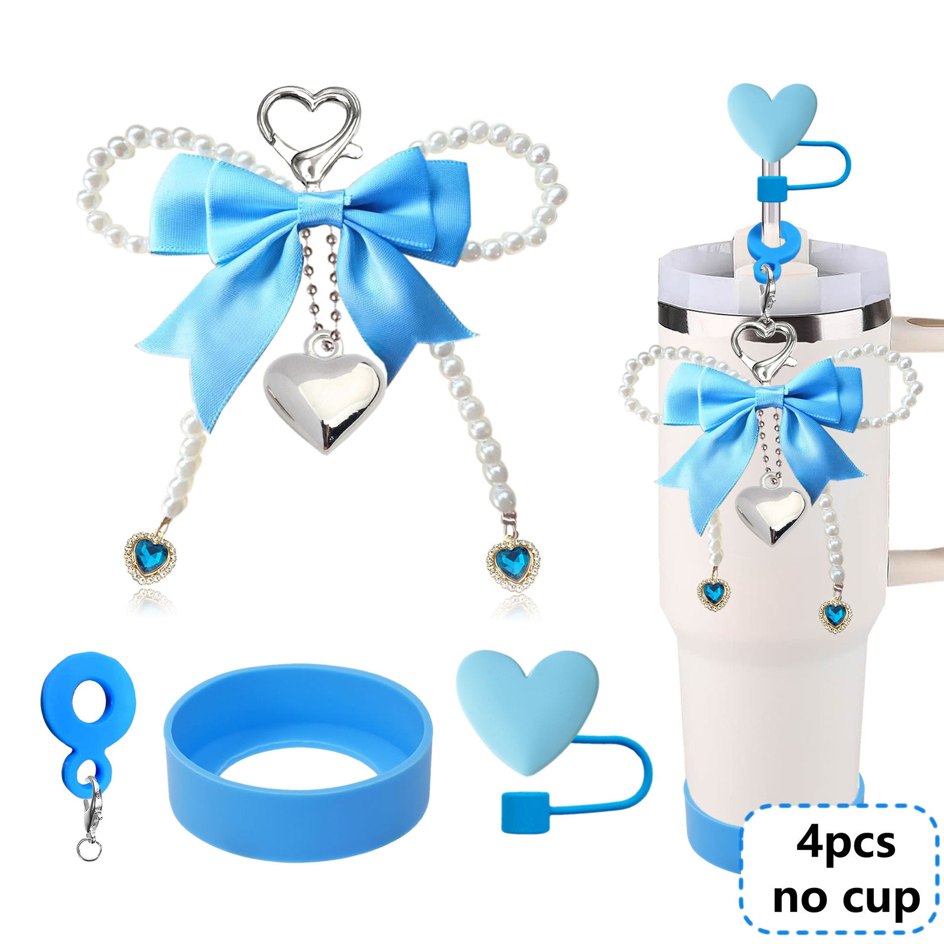 Wholesale Bowknot Pearl Phone Chain Love Straw Cap Accessories